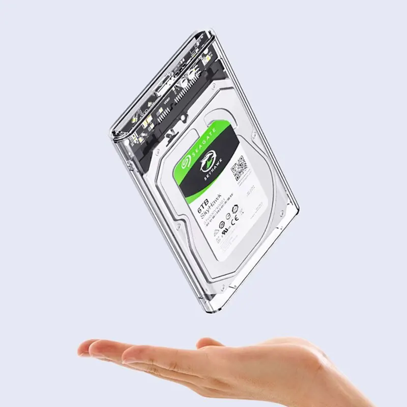 USB 3.0 Przezroczysta obudowa dysku twardego 2,5", kabel mikro typu C Zewnętrzna obudowa dysku twardego 2,5-calowy komputer SATA Box HDD SSD