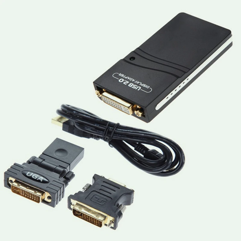 External Graphic Video Adapter USB 2.0 To DVI/VGA/-Compatible Multiple Monitors Display Extend/Mirror For Windows Durable