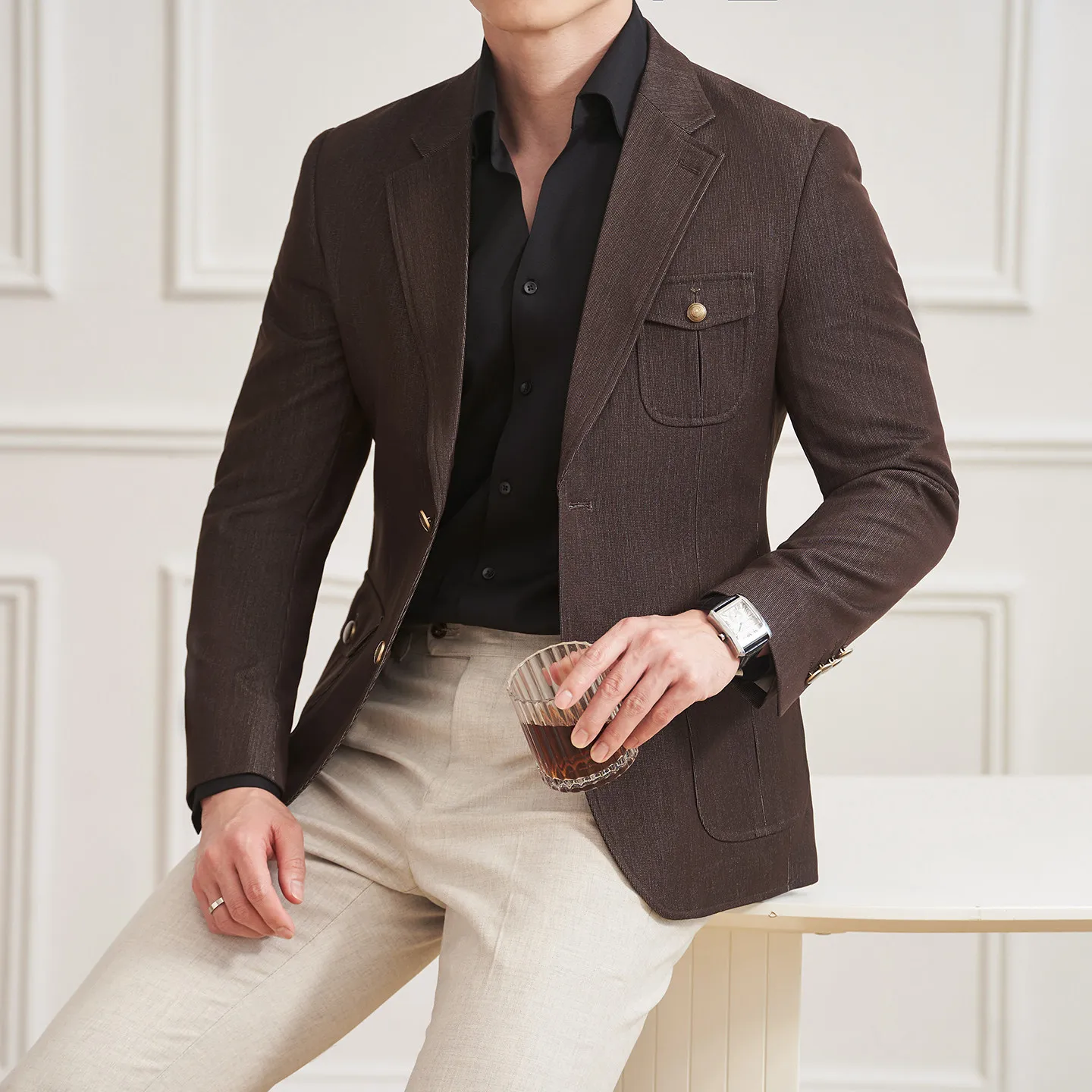 High Quality Men's Denim Style Suit Jacket Vintage Luxury Slim Fit Business Fashion Casual Suit Coat Formal Wedding Tuxedos