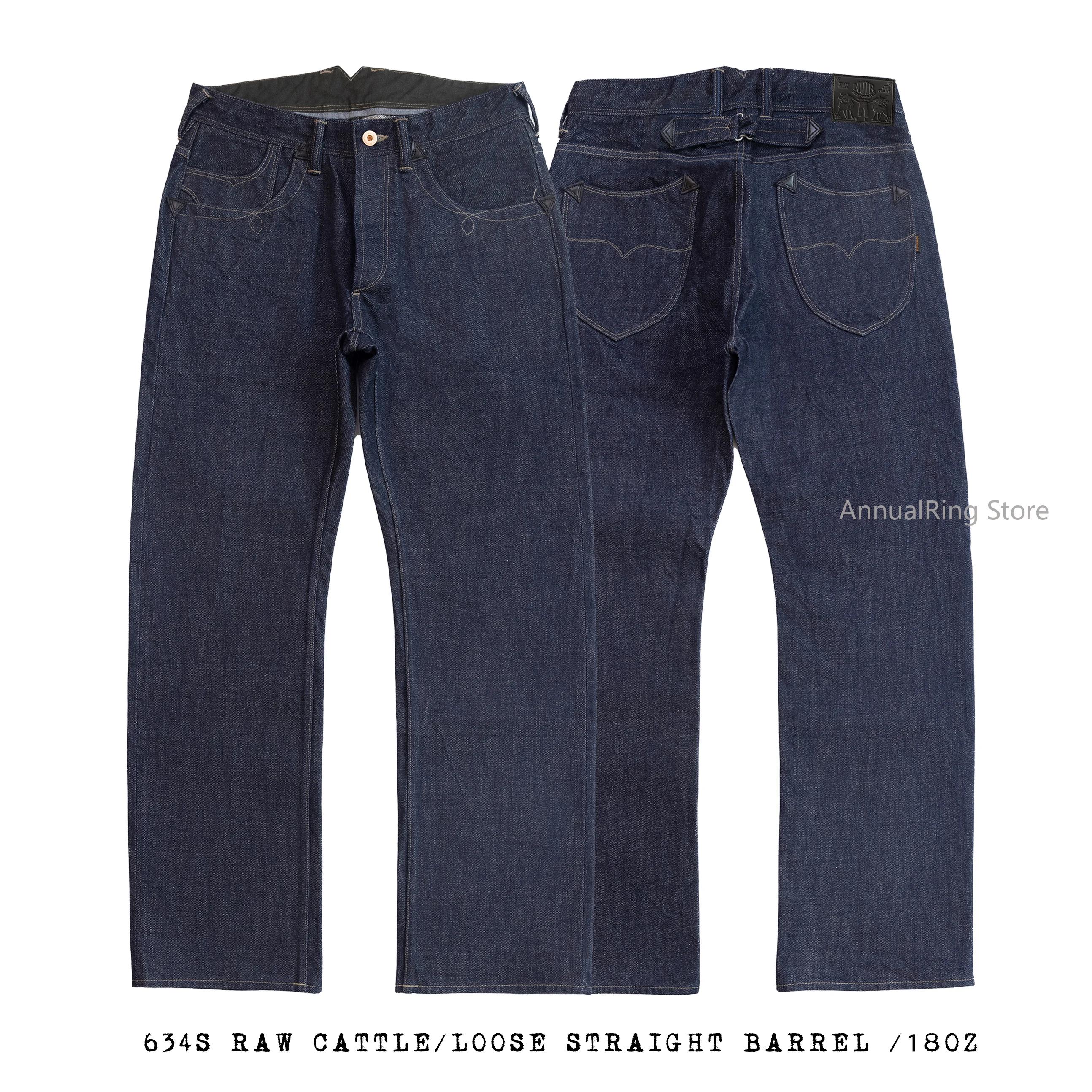 جينز Red Tornado NOIR 18oz Indigo Selvedge Denim ذو غسيل واحد مع خياطة مقوسة من الخلف #5