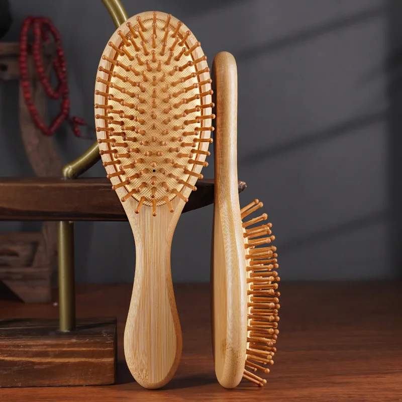 Brosse de Énergie à Coussin d'Air en Bois, Peigne en Bambou Sain, pour Perte de Cheveux, Cuir oral elu, Soins Capillaires, 1 Pièce