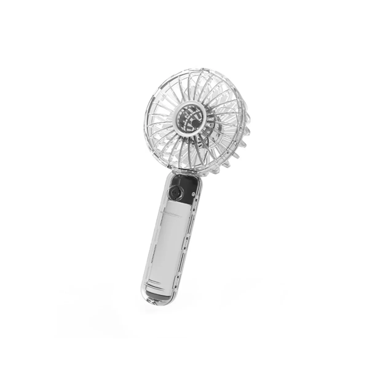 2000MAh Transparent Shell Mini Handheld Fan 3 Gear Air Cooling USB Battery Portable Fan with Light-ABLM