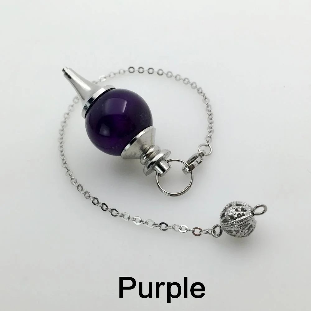 1pc Divination Energy Stone Reiki Meditation Stone Jewelry Pendulum Hollow Round Bead Pendant Stonego Pendulum