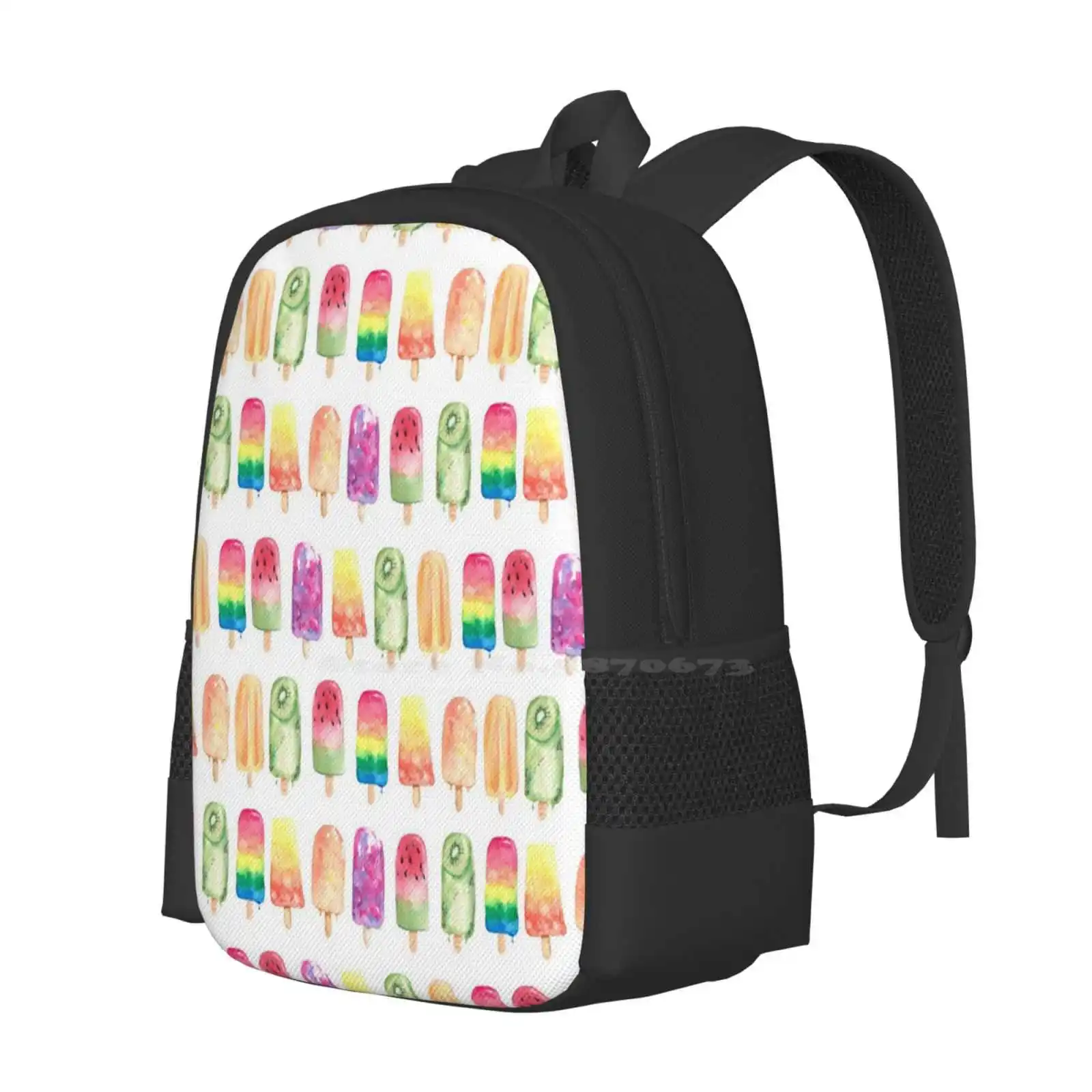 Watercolor Popsicles Hot Sale Schoolbag Backpack Fashion Bags Watercolor Popsicles Ice Cream Sticks Laptops Red Bubble For