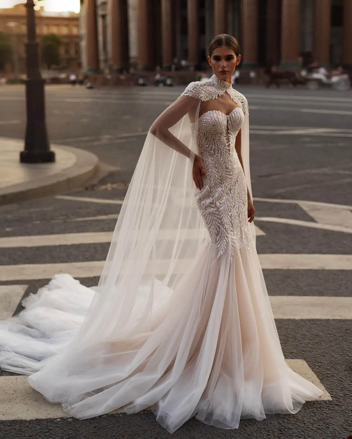 Shiny Mermaid Wedding Dress With Wraps Sweetheart Neck Sequined Bridal Gowns Backless Sweep Train Birde Dresses