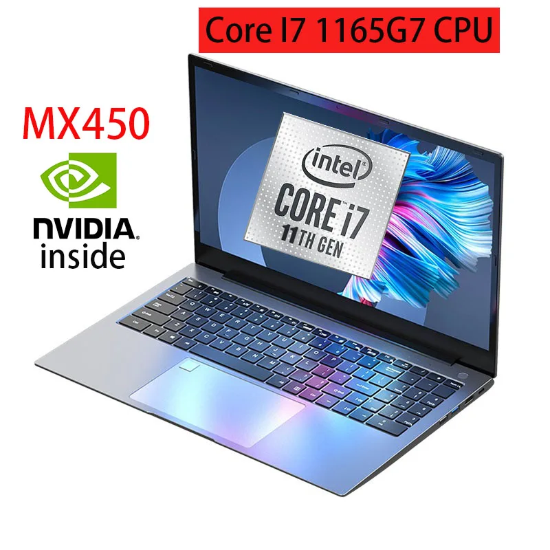 Игровой ноутбук 6-дюймовый Core I7 1165G7 11-го поколения, игровой ноутбук Geforce MX450 32 ГБ/16 ГБ DDR4 ОЗУ 1 ТБ SSD металлический ноутбук Windows 10