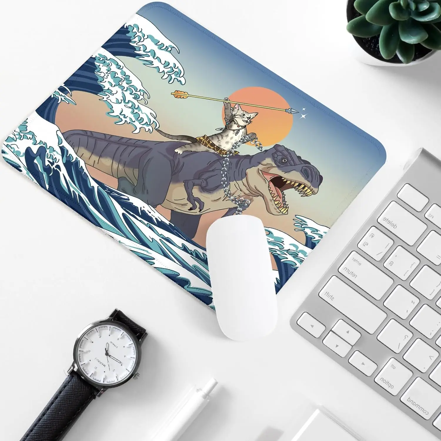 Mouse pad Mouse pad artisan Dinosaur Cat Square Non Slip Rubber Base Home Office Desktop Accessory Laptop