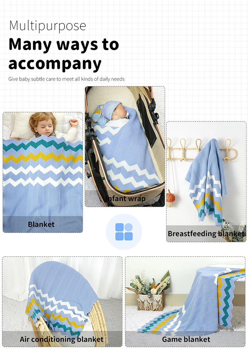 Breathable Baby Knitted Blankets for Newborn 100*75cm Infant Boys Girls Crib Cellular Toddler Kids Stroller Bedding Swaddle Wrap