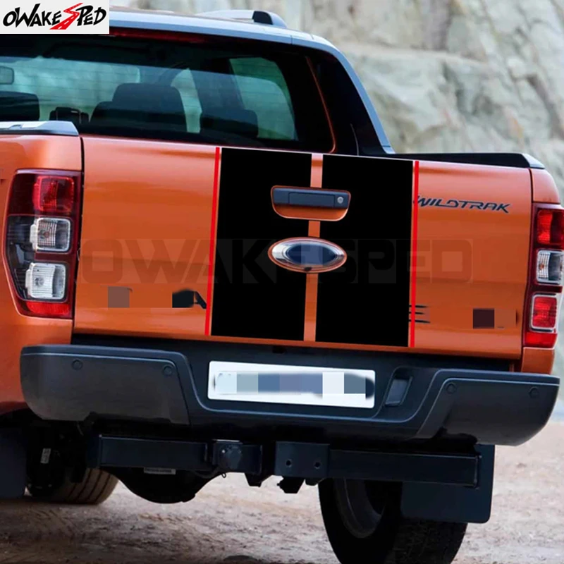 Sport Stripes Car Pickup Trunk Decor Sticker For Ford F-150 Ranger Wildtrak Raptor Auto Body Film OFF ROAD Styling Vinyl Decals