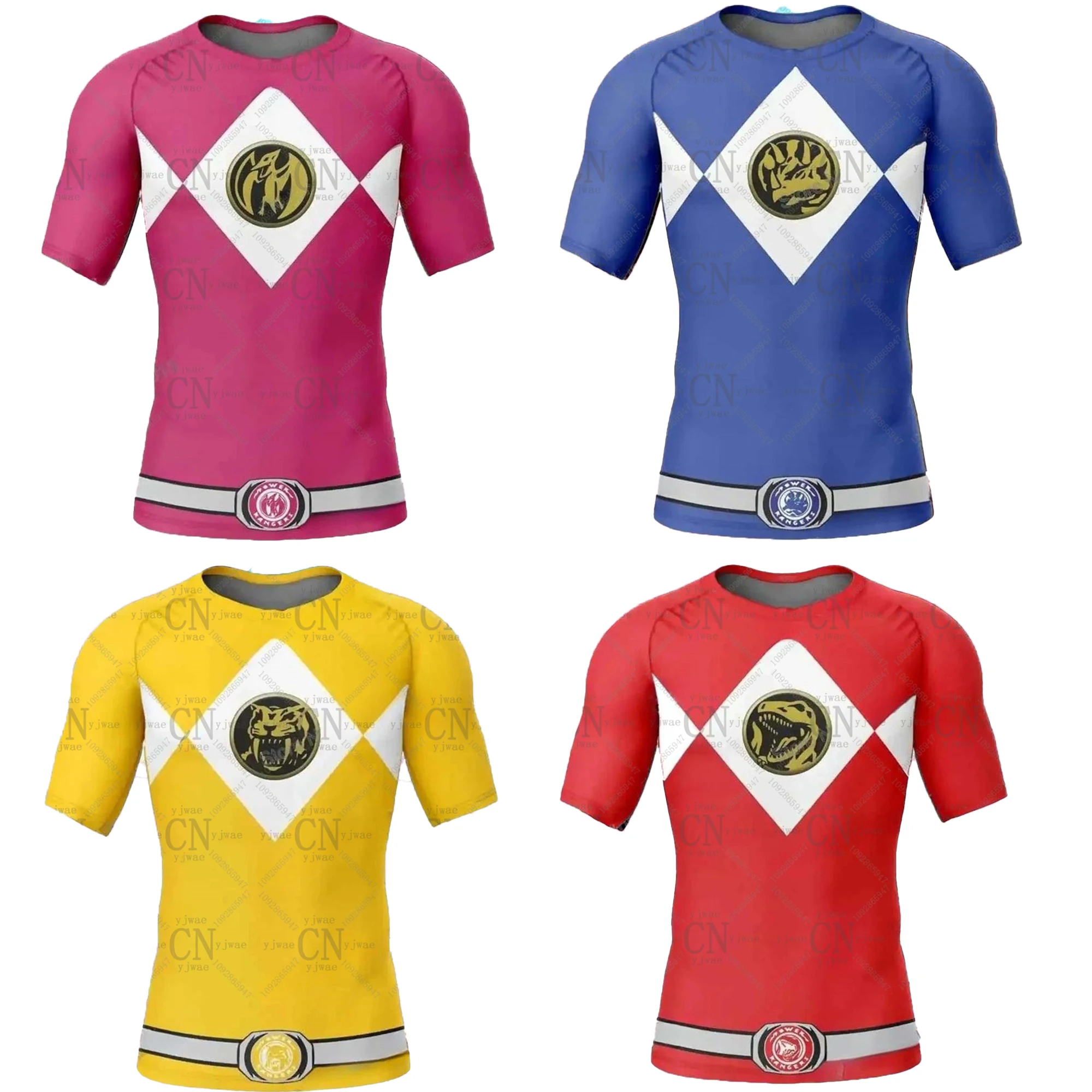

Летняя мужская разноцветная футболка с короткими рукавами Ranger Power Ranger Fighting Sports, топ для занятий спортом на открытом воздухе, футболка унисекс