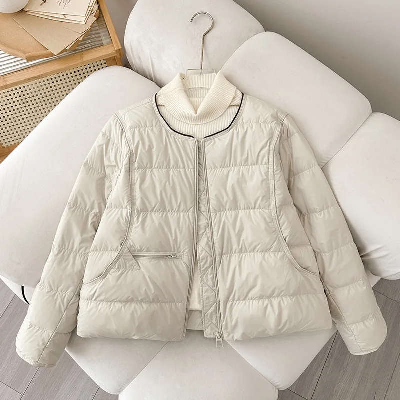 Parka acolchada ligera de invierno, abrigo acolchado de algodón cálido, prendas de vestir exteriores, chaquetas acolchadas informales con un solo pecho y cuello redondo