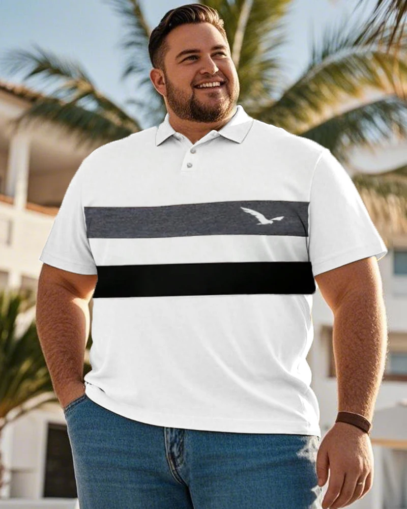 

Colorblock Large Size Men's POLO Short Sleeve T-Shirt