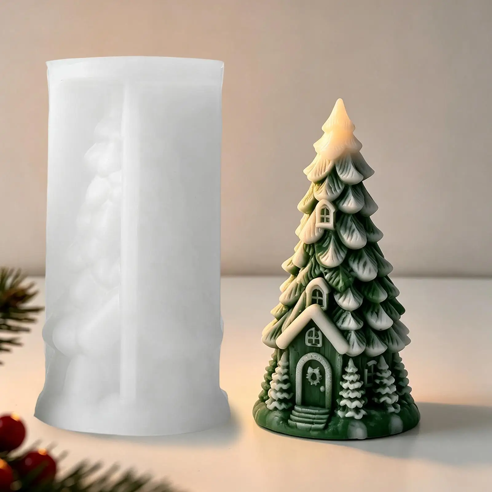 Christmas Tree House Epoxy Resin Casting Silicone Mould Aromatherapy Gypsum Candle DIY Home Decoration Mold