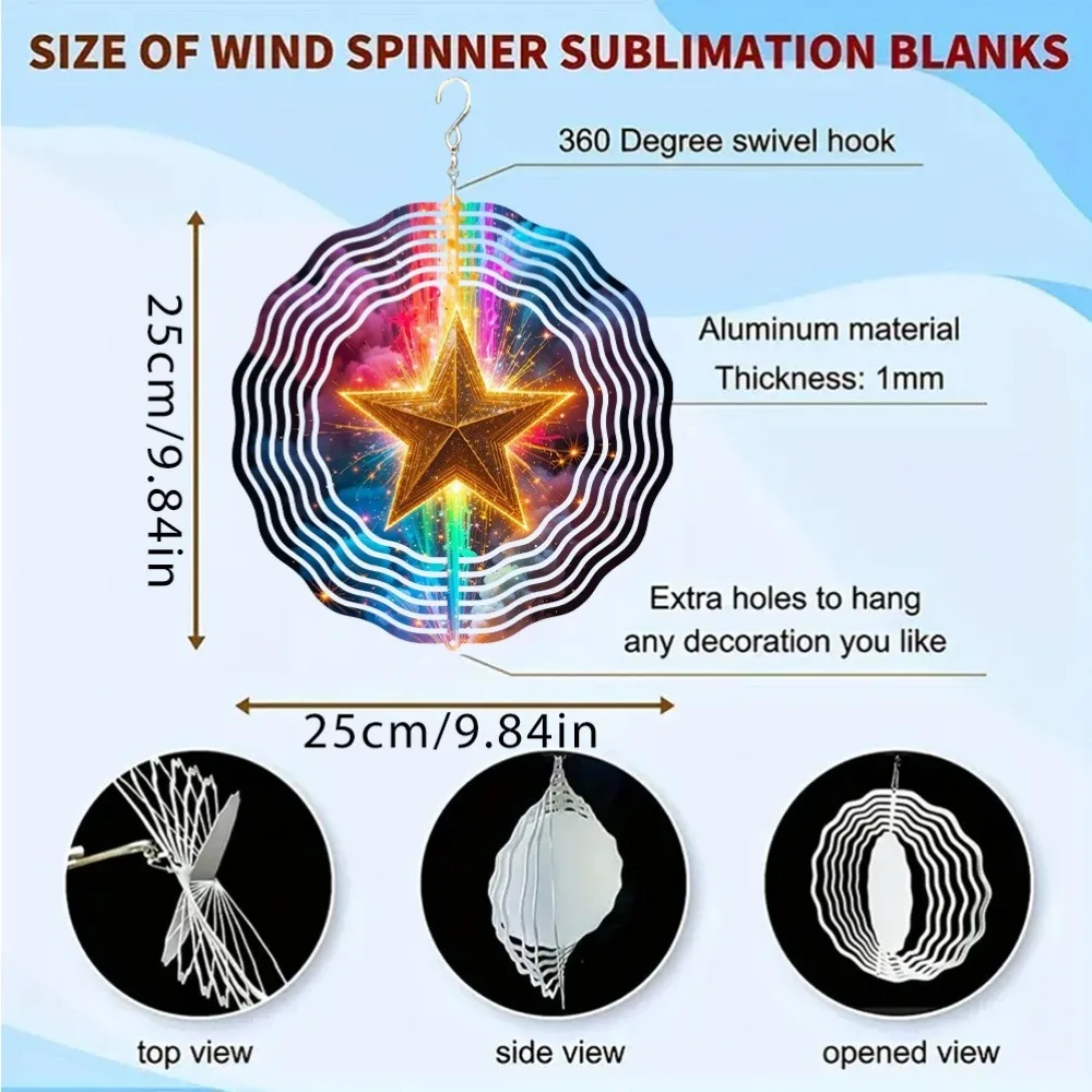 CIFBUY 3D Rotating Wind Chimes Metal Garden Art Deco Bird Repellent Hook Outdoor Patio Decor Gift