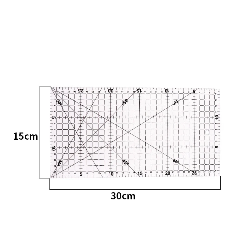 30*15Mm Acryl Multifunctionele Kleding Code Handgemaakte Essentiële Patchwork Naaien Liniaal Kind Student Briefpapier Tekengereedschappen