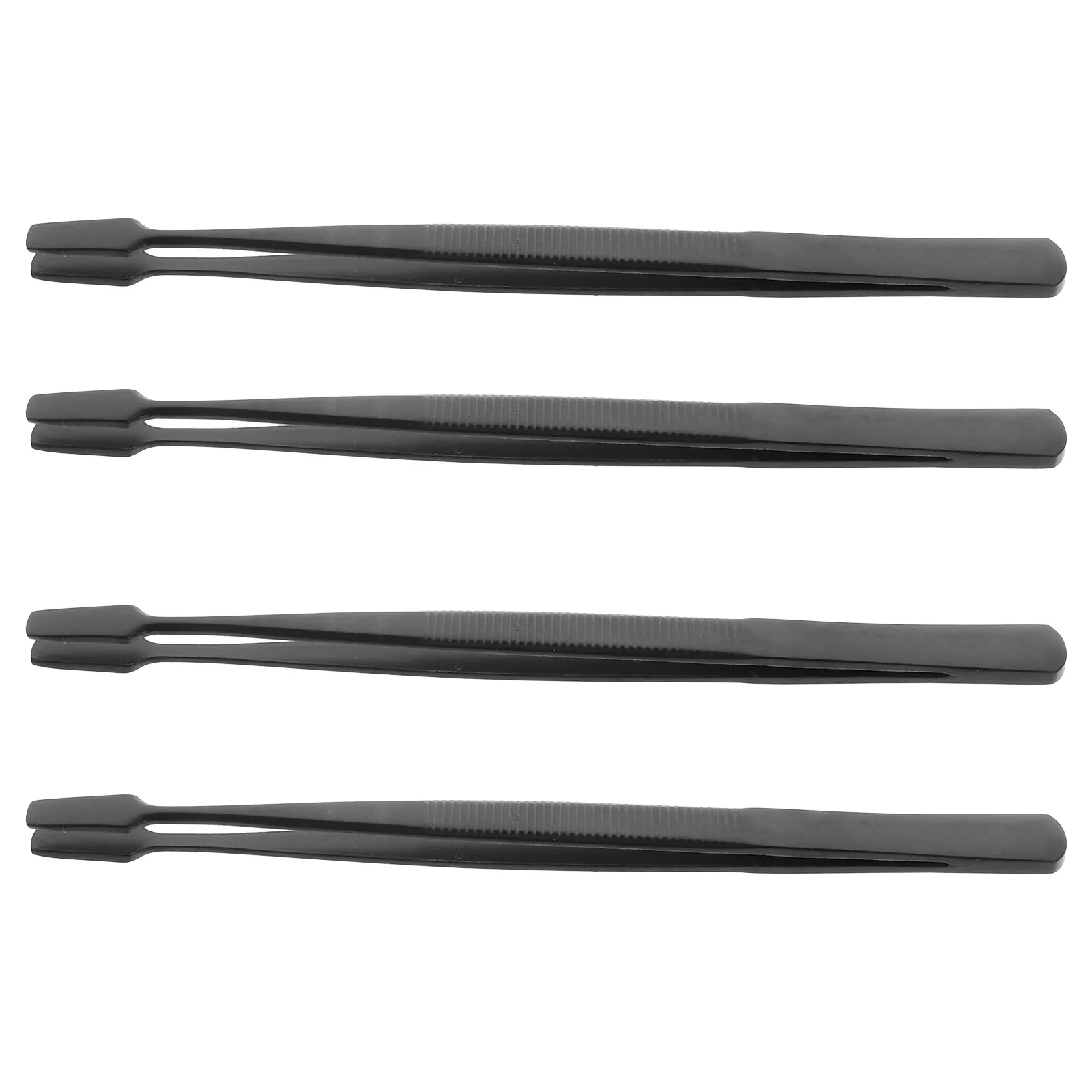 

4 pcs Black Straight Stamp Tweezers For Lash Extensions Tweezers Ergonomic Precision Stainless Steel Lash Eyelash Tool