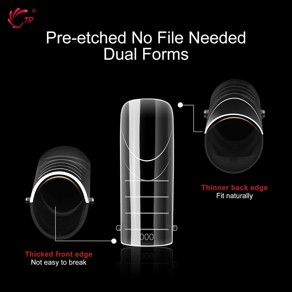 TP French Nail Dual Forms for Poly Extension Gel Nail Molds Reusable Full Cover False Nail Tips Top Forms Upper Mold 150pcs/box