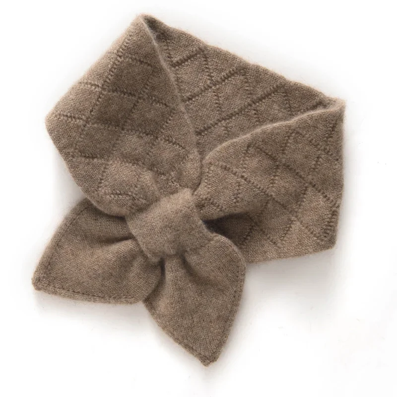 women-100-cashmere-neck-gaiter-scarf-terry-knitted-neckerchief-neck-warmer-thick-ring-collar-small-bowknot-boutique-accs