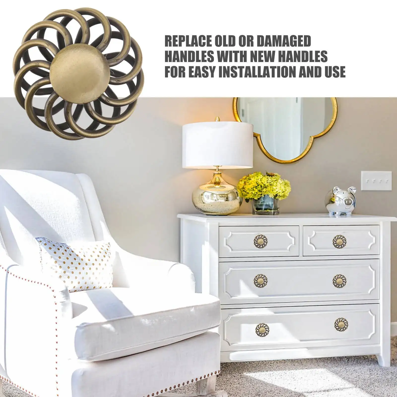 

4Pcs Vintage Cabinet Pull Cage Shaped Handle For Wardrobe Drawer Knob Iron-Nickel Alloy Door Grip Home Decor Hardware