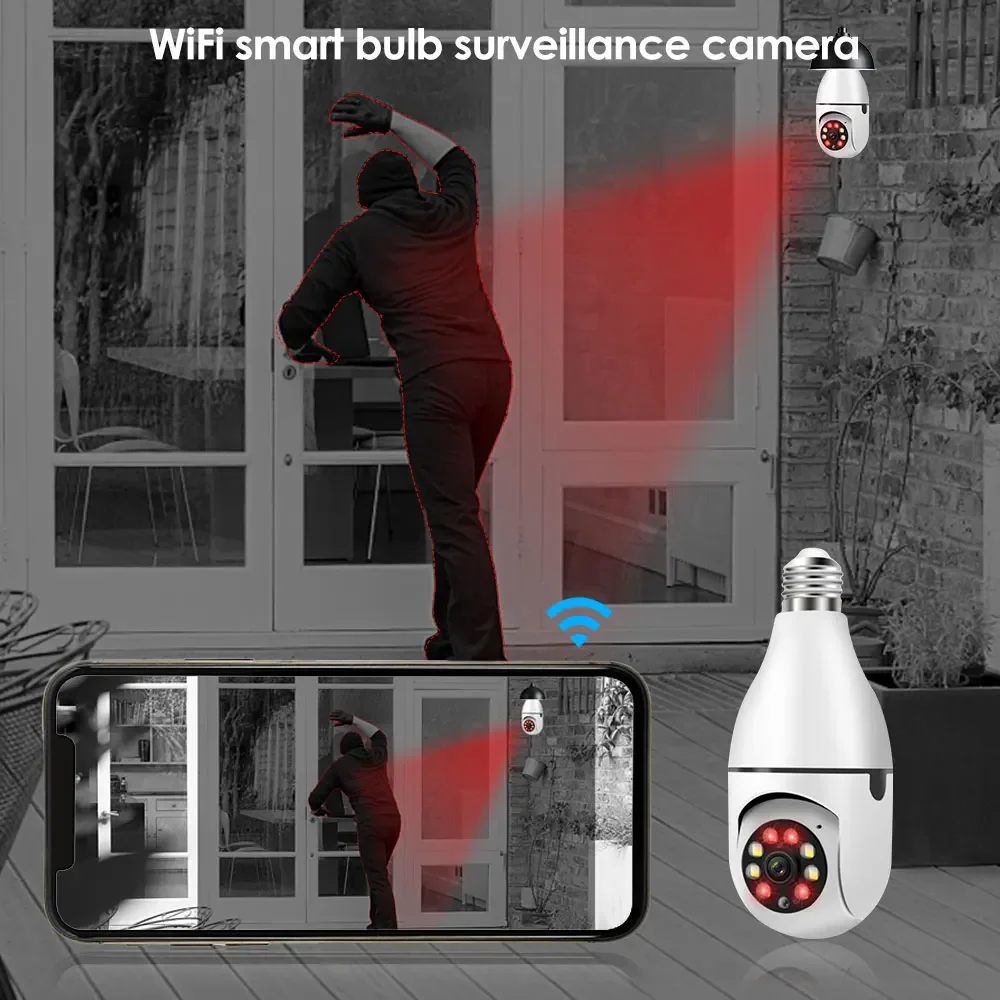 Imagem -04 - Câmera de Vigilância Wifi Bulbo Full Color Visão Noturna Auto Rastreamento Humano Zoom Monitor de Segurança Interior Casa Inteligente