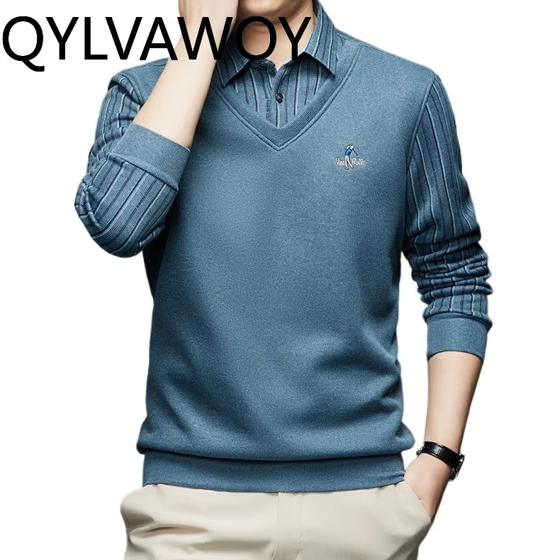 

QYLVAWOY 4.2% Wool Sweaters Men Clothes High-end Pullovers Fall Winter Mens Sweater Casual Warm Pullover Plush Sueter Masculino