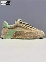 Fashion Spliced Mens Suede Casual Sneakers Low Cut Platform Shoes Lace Up Thick Bottom High Street Walking Shoes Men Footwear