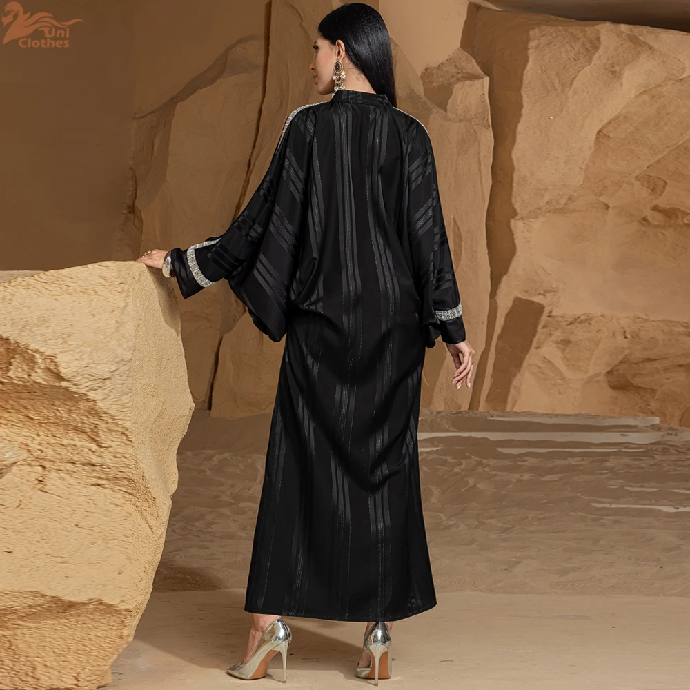 

Рамадан Ид, черные мусульманские атласные платья с крыльями летучей мыши, Абая, Дубай, роскошные арабские африканские платья для женщин, кафтан, марокаин, халат Femme Musulmane