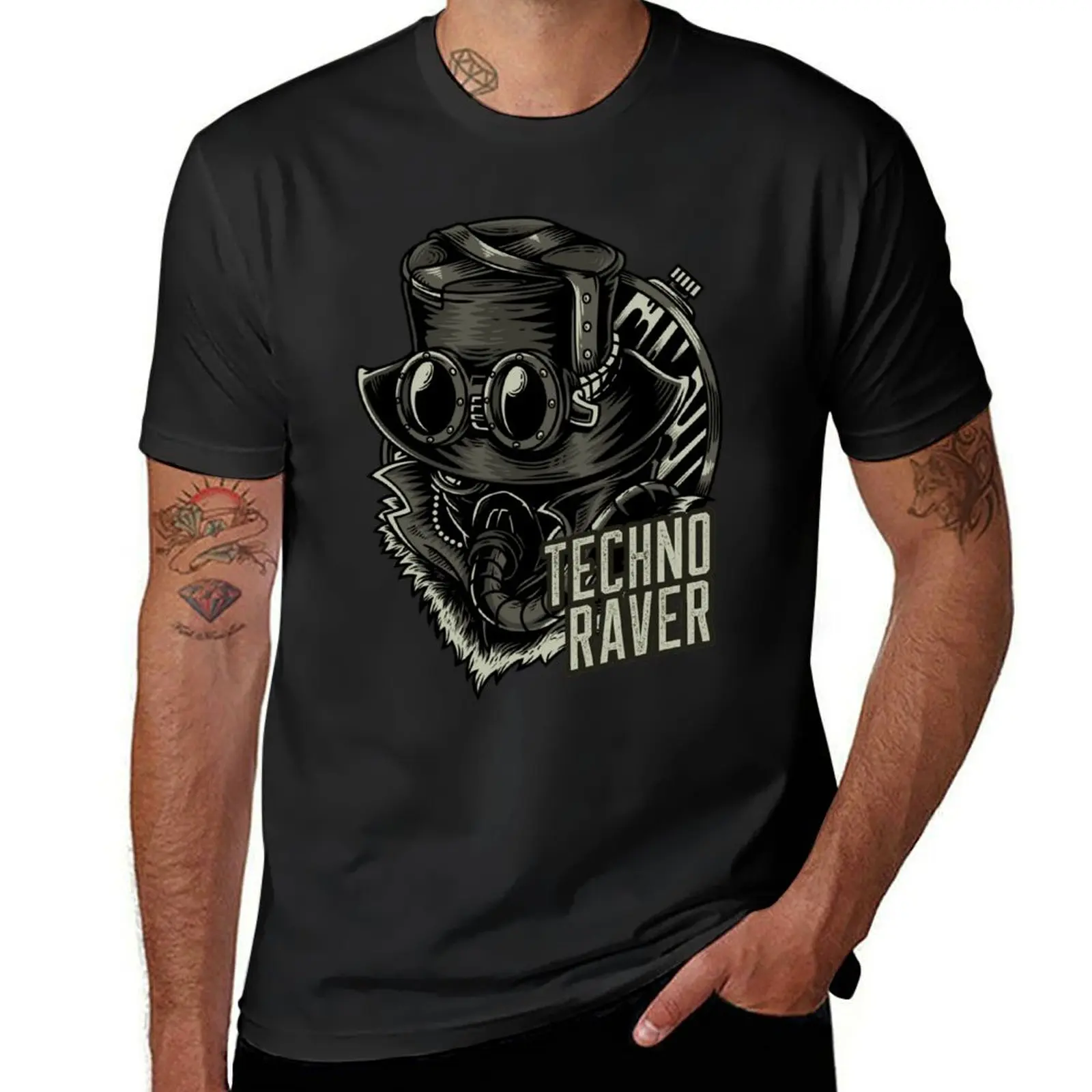 

Techno Music Raver - Techno Music T-shirt hippie clothes customs blanks boys whites T-shirts for men cotton