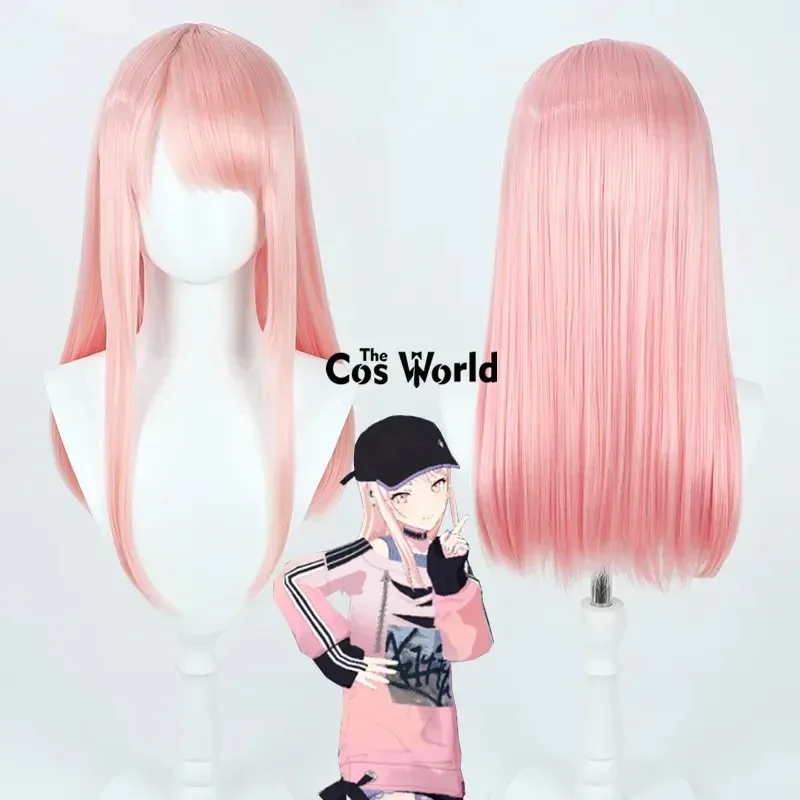 

NewProject Sekai Colorful Stage Feat Akiyama Mizuki Pink 60cm Long Anime Cosplay Wigs Fiber Heat Resistant Synthetic Hair + Wig