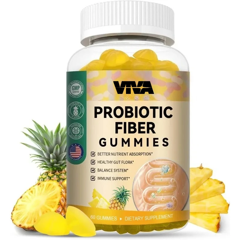 Gomitas de fibra probiótica que contienen 5 mil millones de coagulanos CFU Bacillus como inmunidad digestiva e intestinal de Plantago asiática