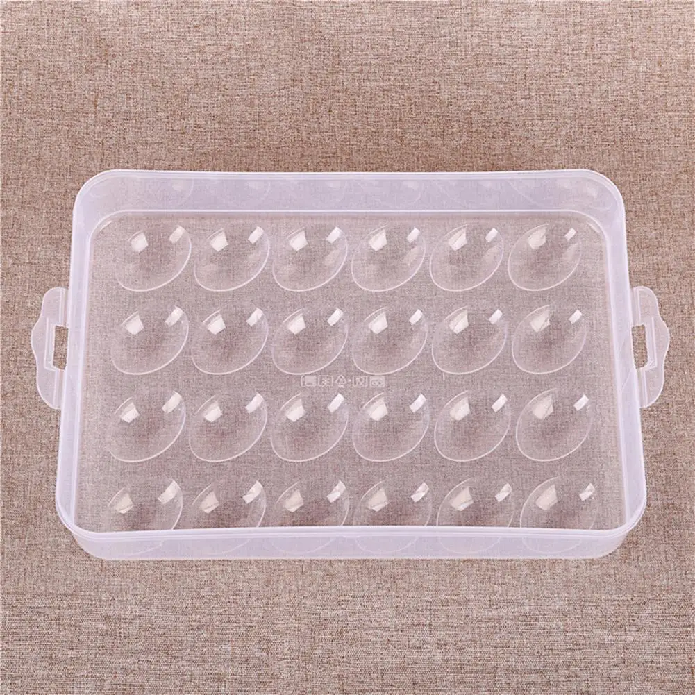 Refrigerator Egg Organizer Transparent 24-grid Egg Storage Box with Lid Handle Capacity Dustproof Container for Kitchen Fridge