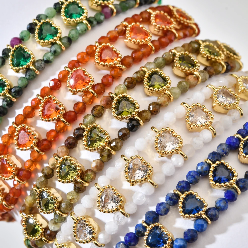 Natürliche Afrikanische Türkis-Steinperlen-Kettenarmband für Frauen mit Herz-Liebes-Kristallanhängern, Handgefertigter Exquisiter Schmuck – Detail 4