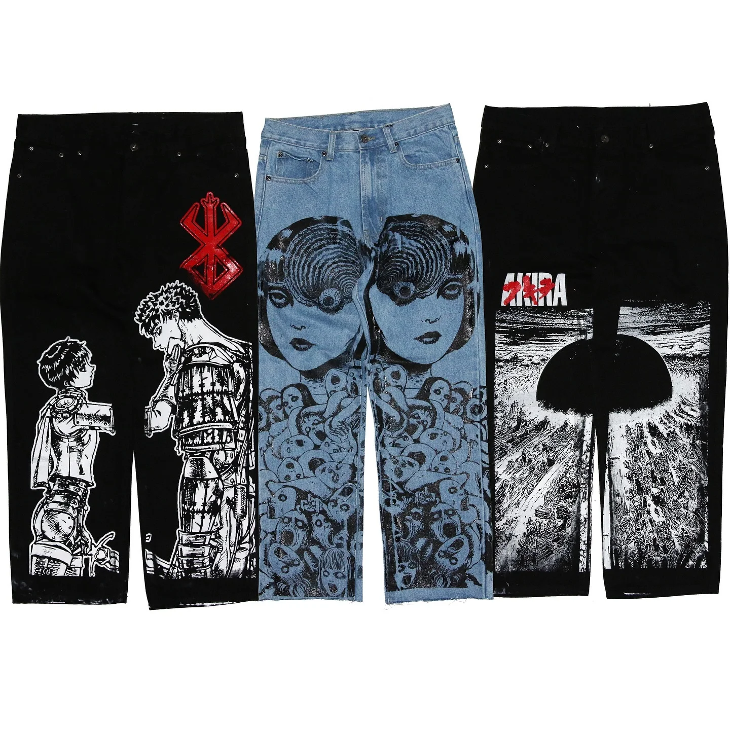 Multi Anime Print Y2k Jeans for Men Wide Leg Baggy Jeans New Harajuku Japanese Style Trouser Streetwear Women High Waist Pants