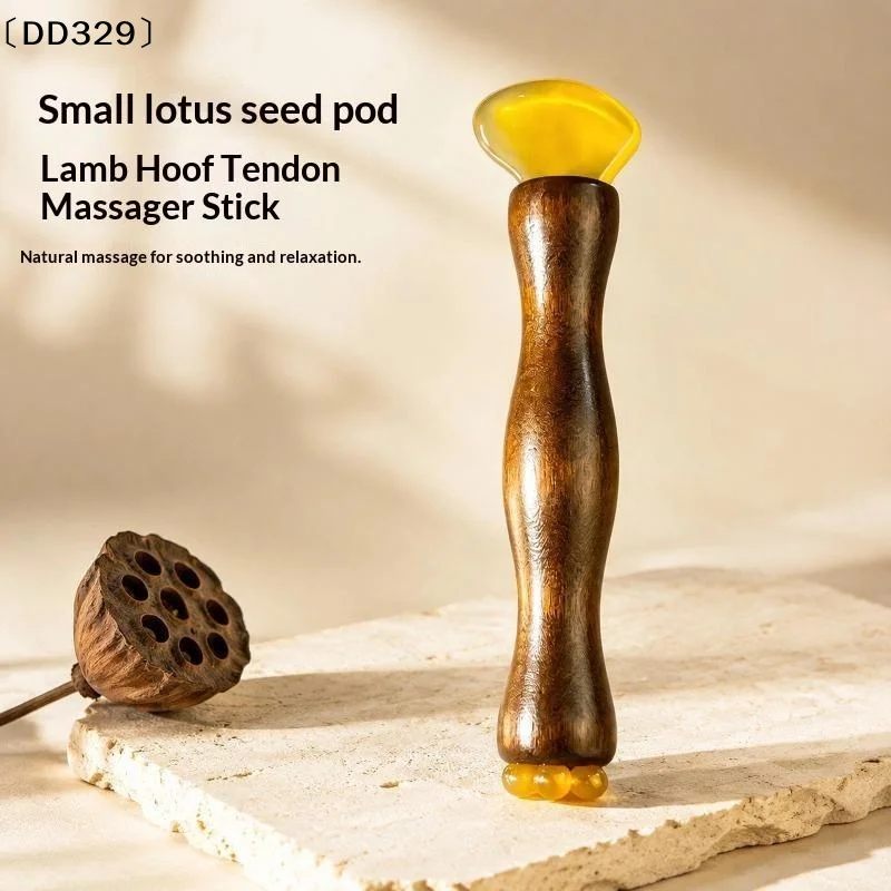 2 In1 Facial Massager Small Lotus Pod Wooden Facial Relaxation Equipment No Paint Eye Massage Stick Facial Skin Care〔DD329〕