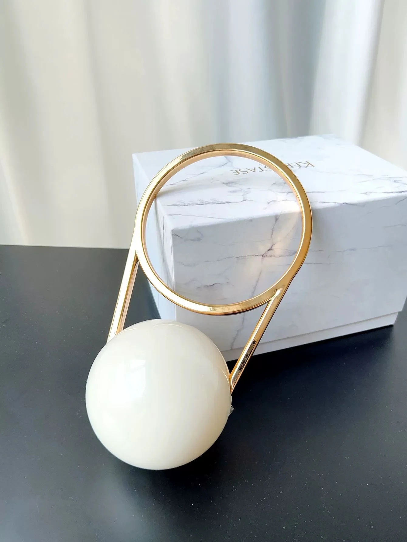 CHIC Stylish Acrylic Marble Pattern Bags Women Handbags Party Fashion Lady Ball Clutches Gold Metallic Circle Cosmetic Cases