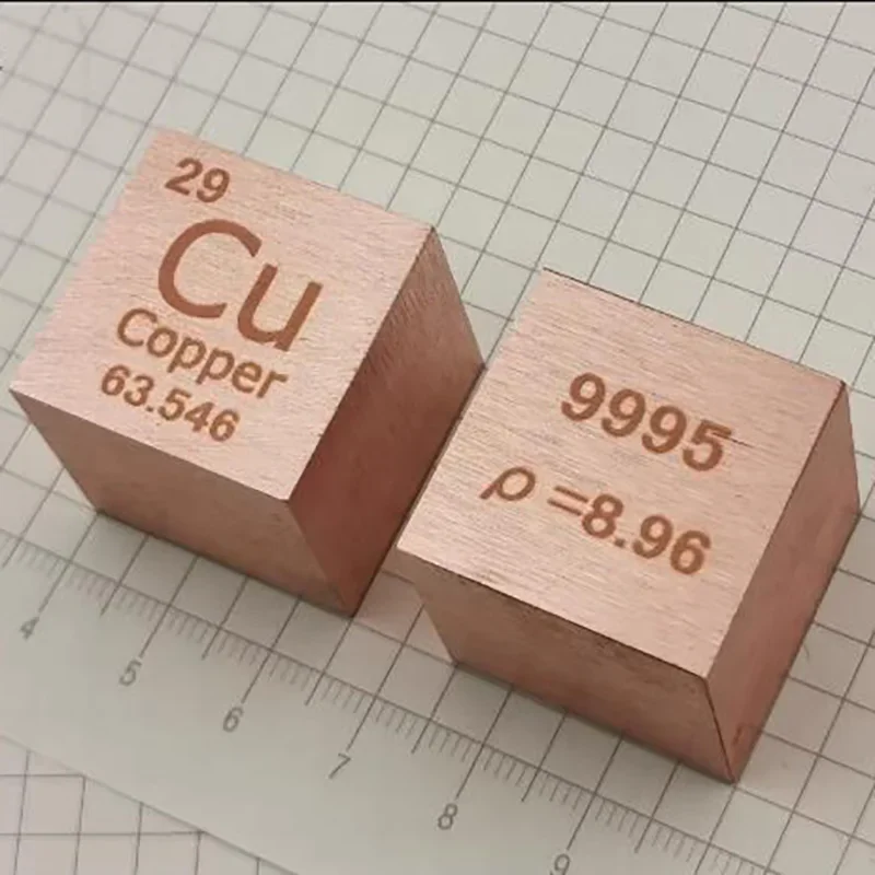 10mm 25.4mm Copper Cube Periodic Table Collection Metal Element Cubes