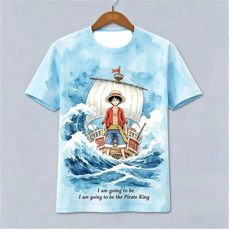 One Piece Straw Hat Pirates Going Merry Ship Scene 3D Print Anime Crew Neck T Shirt Streetwear For Men Women