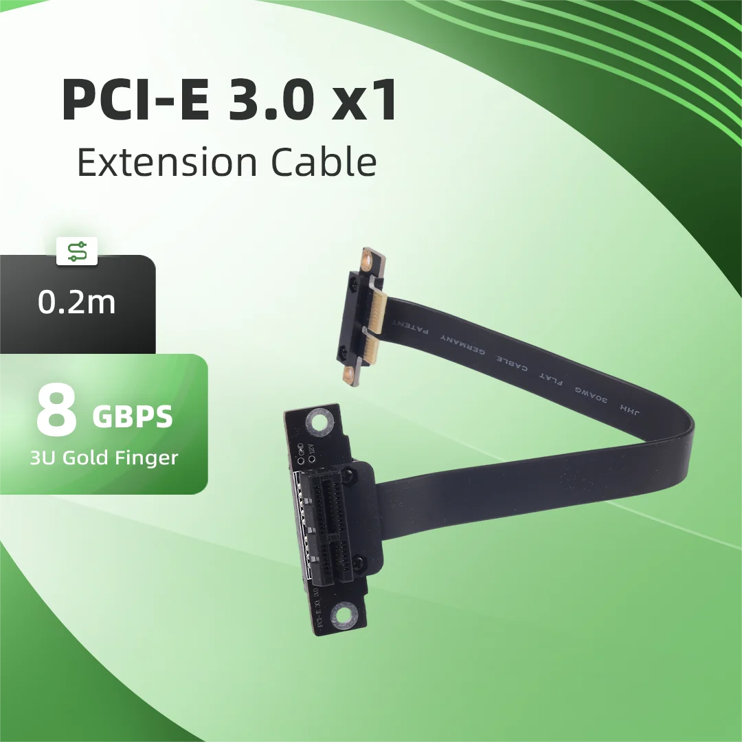 PCI-E 3.0 X1 To X1 Slot Extension Cable PCI Express 1x Shielded Riser Adapter Card GPU Ribbon Motherboard PCIe Riser Extender