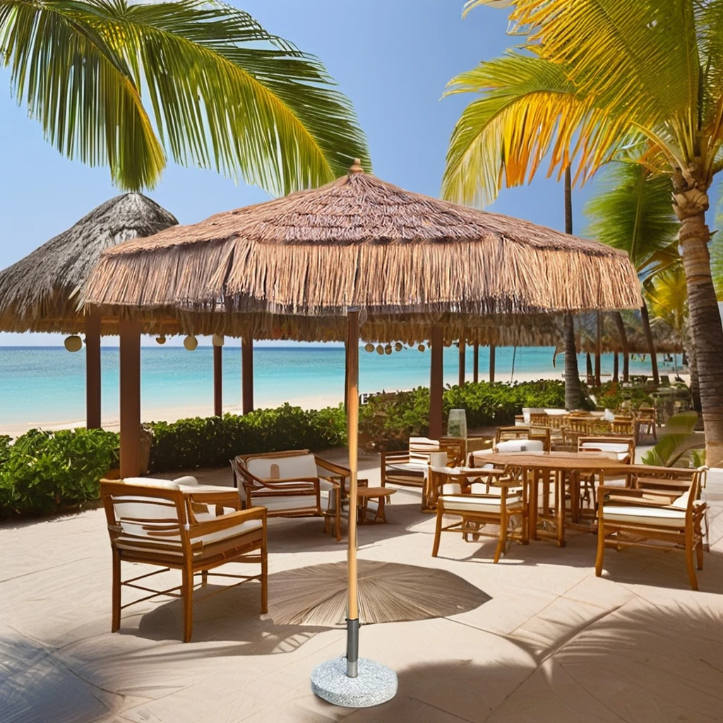 

Modern Outdoor Artificial Straw Sunshade Big Umbrella for Hotel Use Garden & Beach Patio Decoration