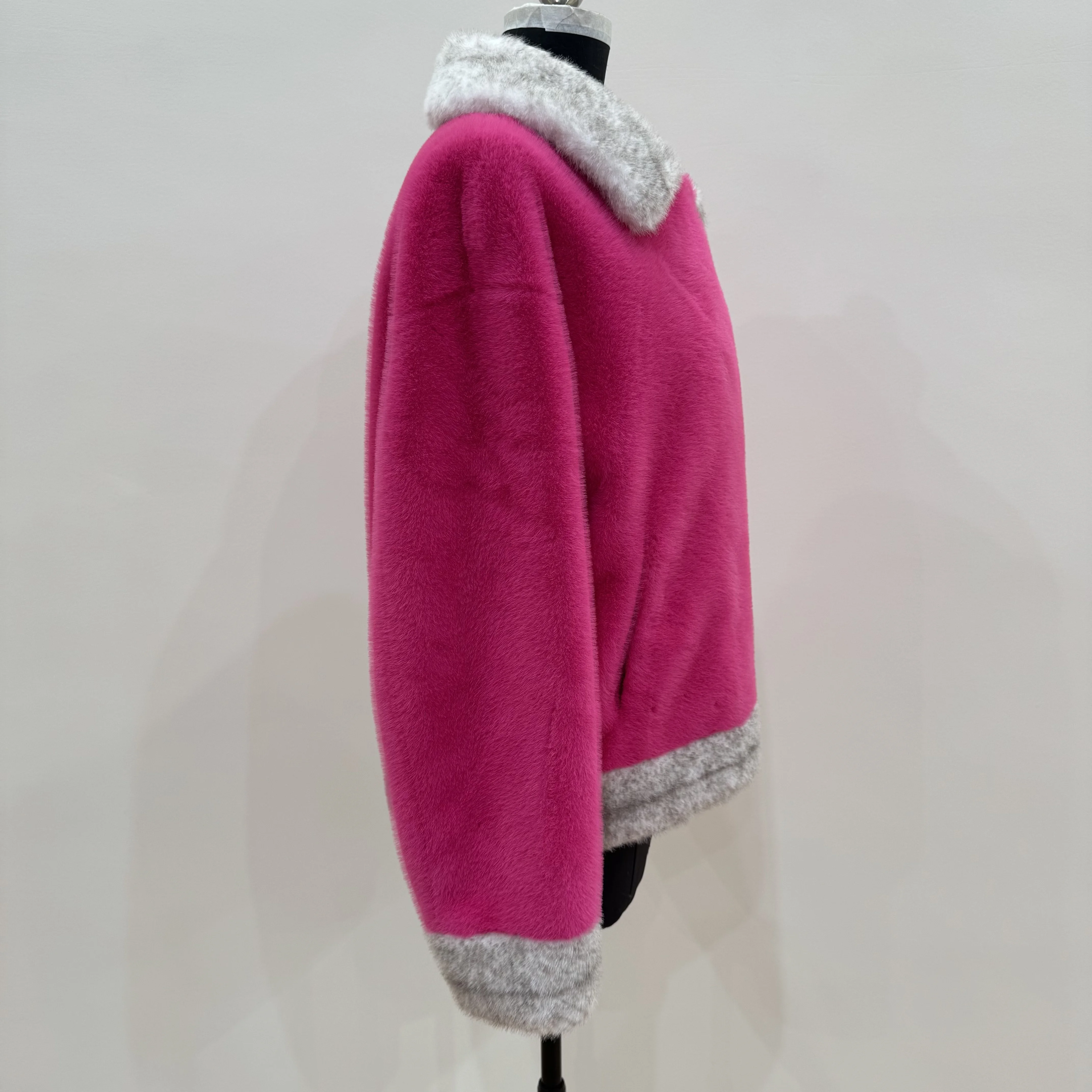 여성 패션 기질, 짧은 스타일, 컬러 블로킹, 다기능 밍크 코트를 위한 여성용 밍크 인조 모피 코트