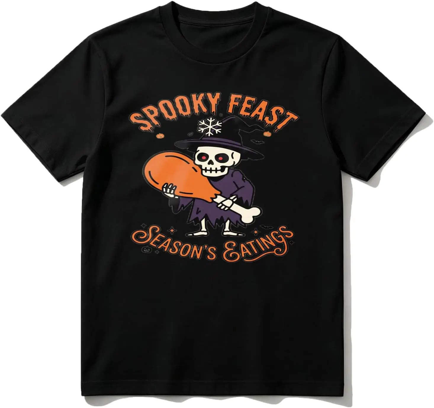 Cotton T-Shirt Ready For Hallothanksmas Skeletons Print Casual Soft Crewneck Top Men Casual Graphic Print T-Shirt Crew Neck Short Sleeve Vintage Street Style Soft Fabric Daily Wear Tops. Holiday Festive, Party Wear, Theme Print Tee.