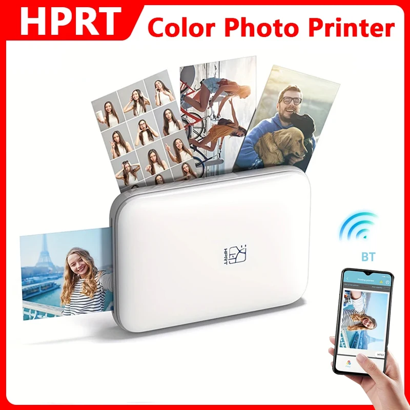 

HPRT MT53 Color Photo Printer Wireless Handheld Pocket Mobile Portable Printing 2x3Inch ZINK Self-Adhesive Photo Paper USB