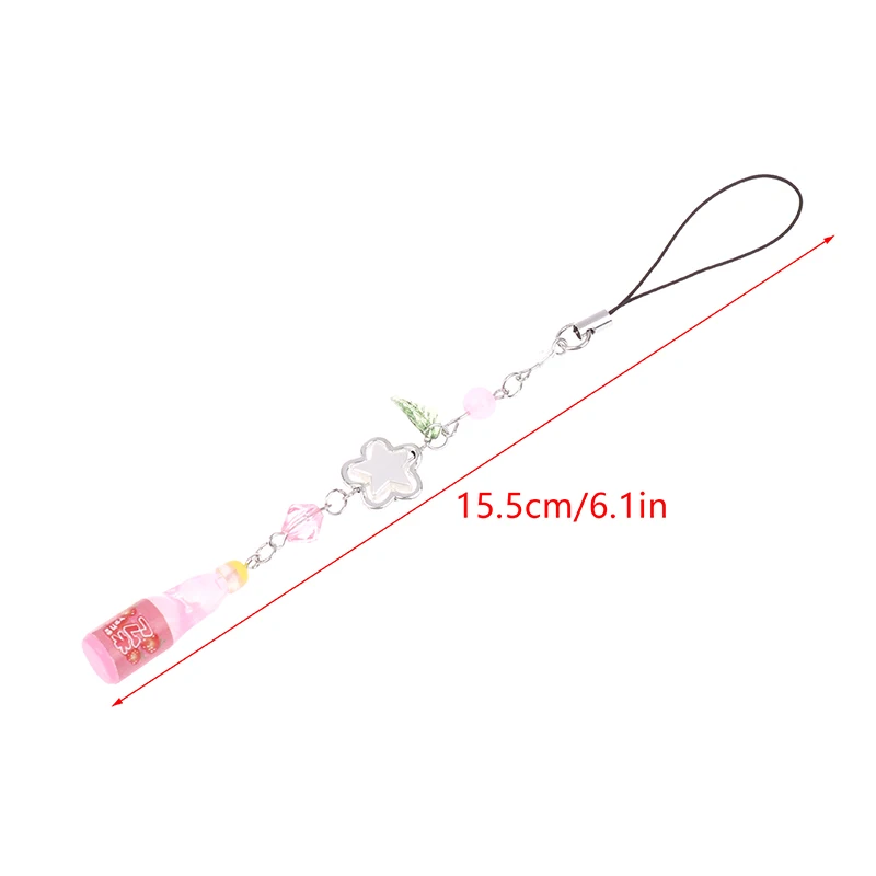 Cute Phone Charm Soda Bottle Y2K Five-pointed Star Beaded Small Pendant Earphone Mobile Phone Chain CCD Camera Chain Handmade