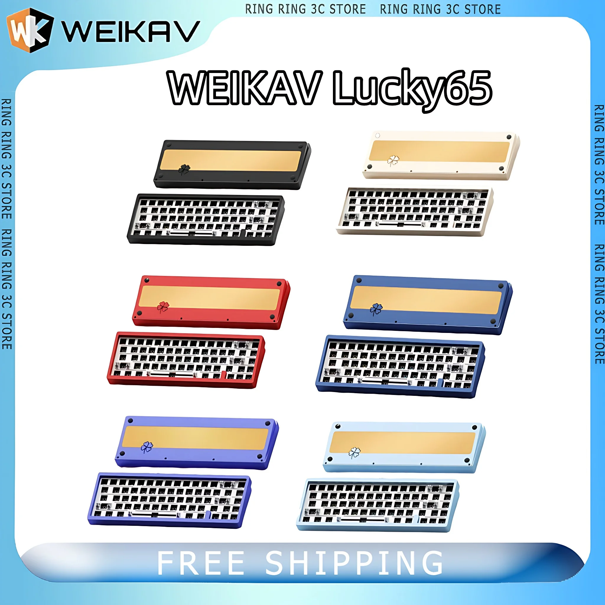 

Weikav Lucky65 Gamer Mechanical Keyboard Kit Three mode Aluminum Alloy bluetooth RGB Gasket Office Gamer PC Gaming Keyboard Kit