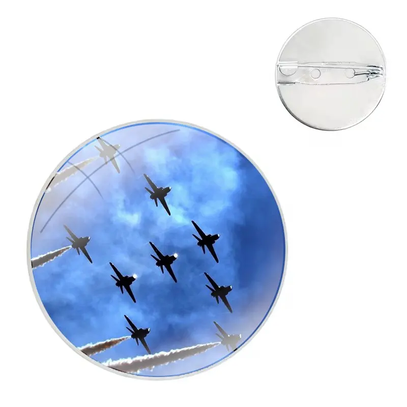 Red Arrow Royal Air Force Aerobatic Team Glass Dome Brooches Badge Pins For Clothes Hat Shirt Lapel Bag