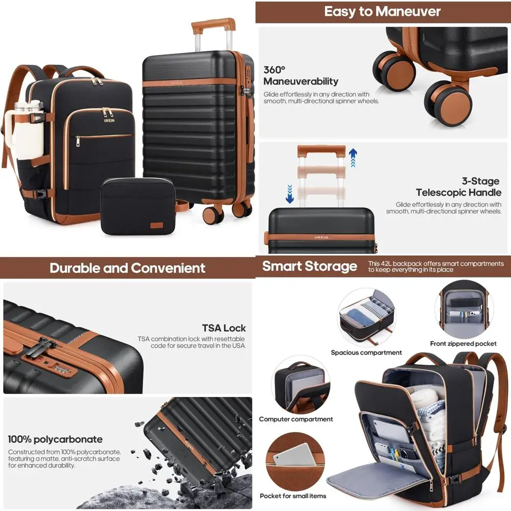 

Наборы багажа из 3 предметов, 20 дюймов, с вращающимися колесами, набор чемоданов из твердой древесины из ПК с замком TSA, прочный чемодан для переноски