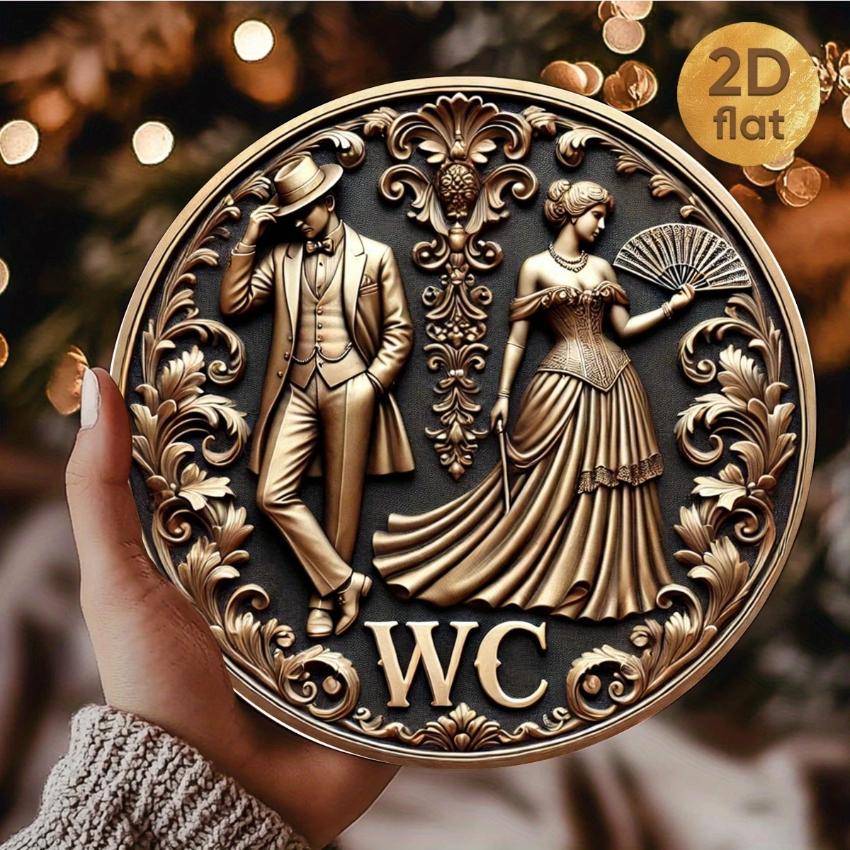 

8in 2D Retro Wooden Circular Universal Men Women Hang Sign Bathroom Indicator Colour Printing Home Shopping Mall Toilet Sign