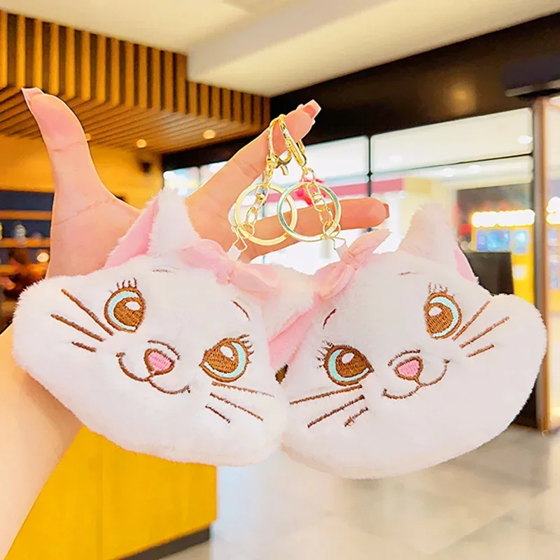 かわいいディズニーマリー猫白ぬいぐるみキーホルダーミニ小銭入れアニメぬいぐるみバックパックジュエリーペンダントスクールバッグペンダント飾り