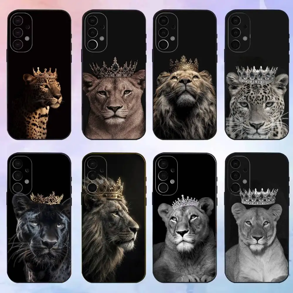 

Fierce Beast Crown phone Case For Samsung S25,24,21,22,23,30,Ultra,20,Plus,Fe,Lite,Note Black Cover