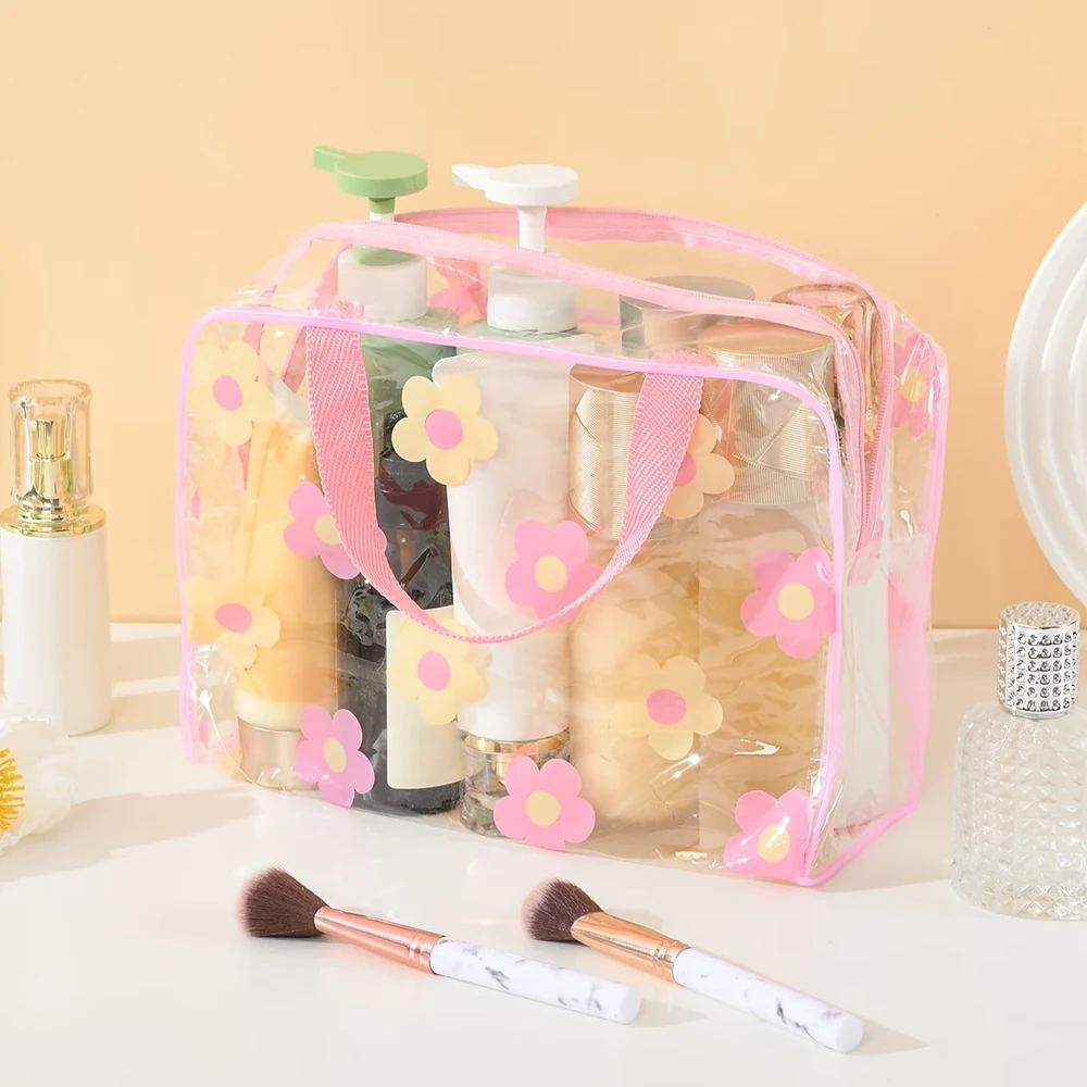 1 Fashionable Printed Transparent Pvc Waterproof Large-Capacity Travel Makeup and Toiletry Bag